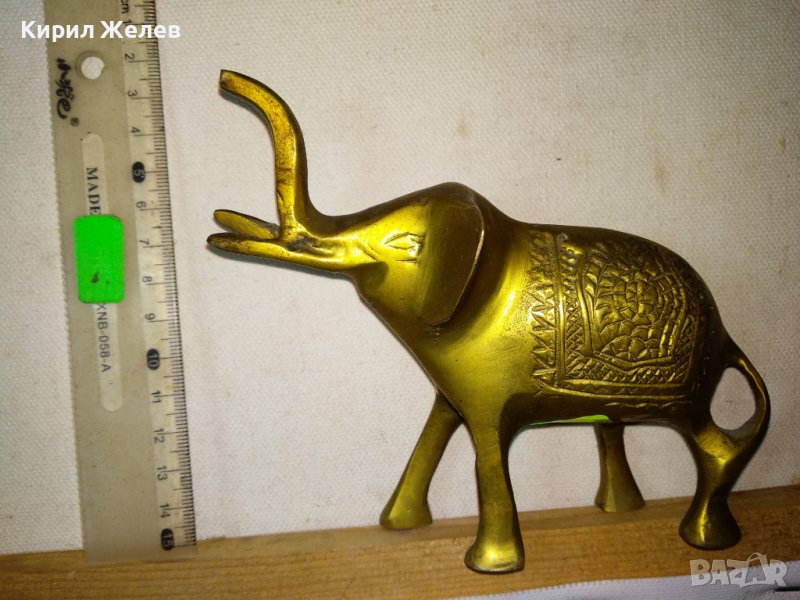 СИМПАТИЧНА КЪСМЕТЛИЙСКА ДЕКОРАТИВНА ОРНАМЕНТИРАНА МЕСИНГОВА ФИГУРКА СЛОНЧЕ 42696, снимка 1