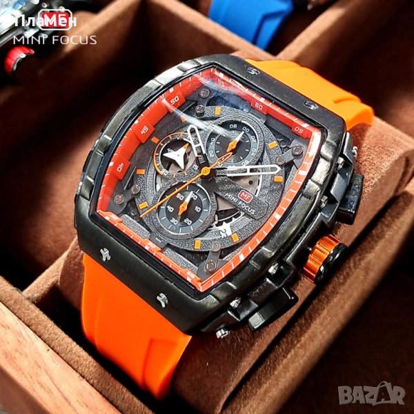 часовник кварцов хронограф MINI FOCUS силиконова каишка Автоматична дата , снимка 1