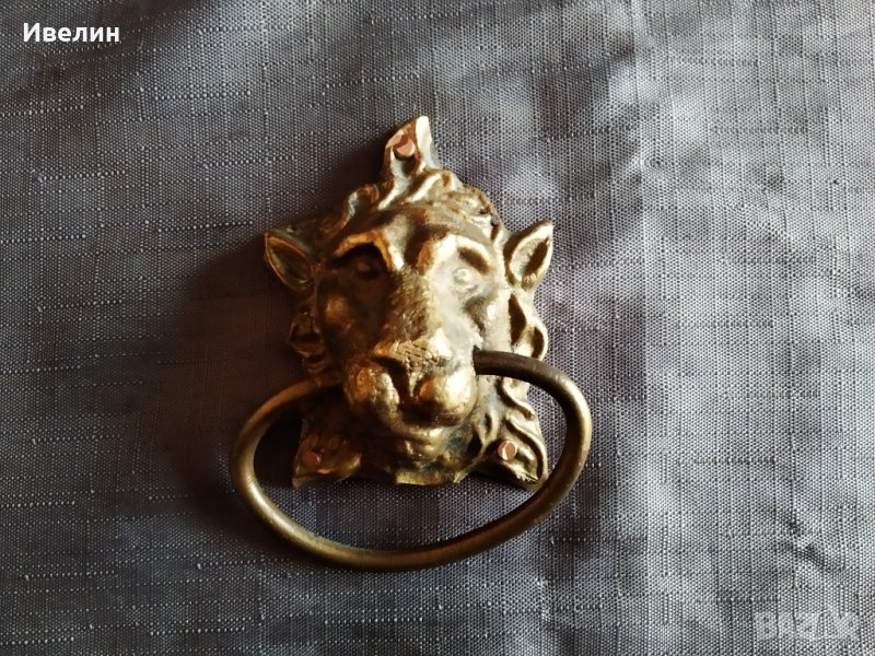  бронзова апликация-лъвска глава, снимка 1