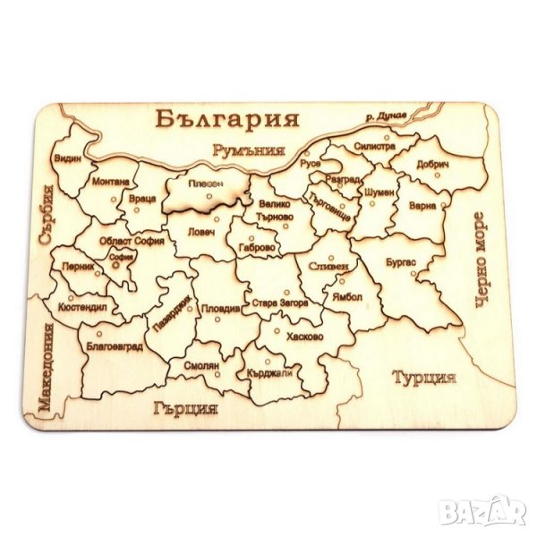 Дървен пъзел - Карта на България, снимка 1