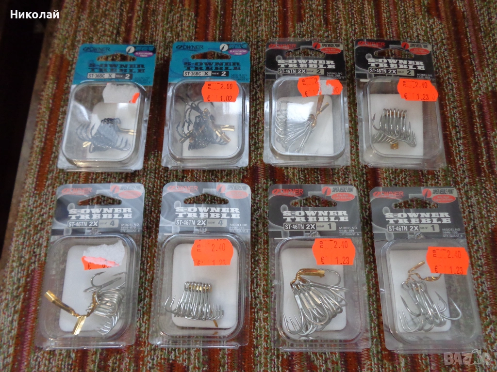 Тройни куки Owner(морски,два хикса).За воблери блесни и др., снимка 1