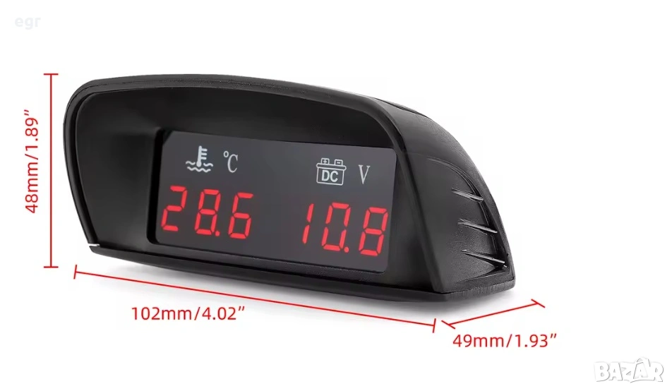 Дисплей с температура и напрежение за лек автомобил, снимка 1