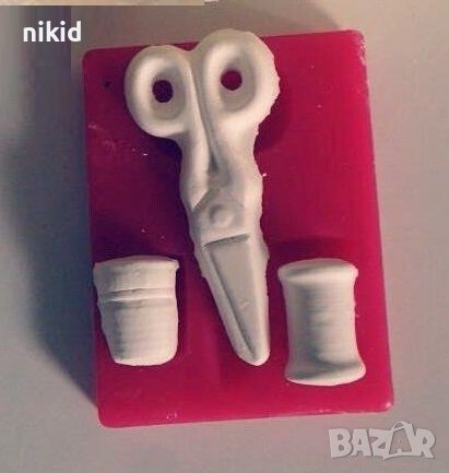 Ножица макара Напръстник шивашки силиконов молд форма фондан гипс декор, снимка 1