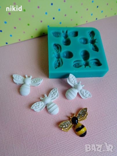4 красиви пчели пчела силиконов молд форма за декорация торта фондан шоколад, снимка 1