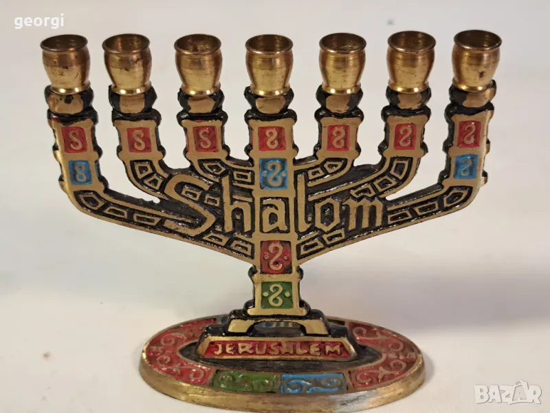 бронзов свещник еврейска менора 25/3, снимка 1