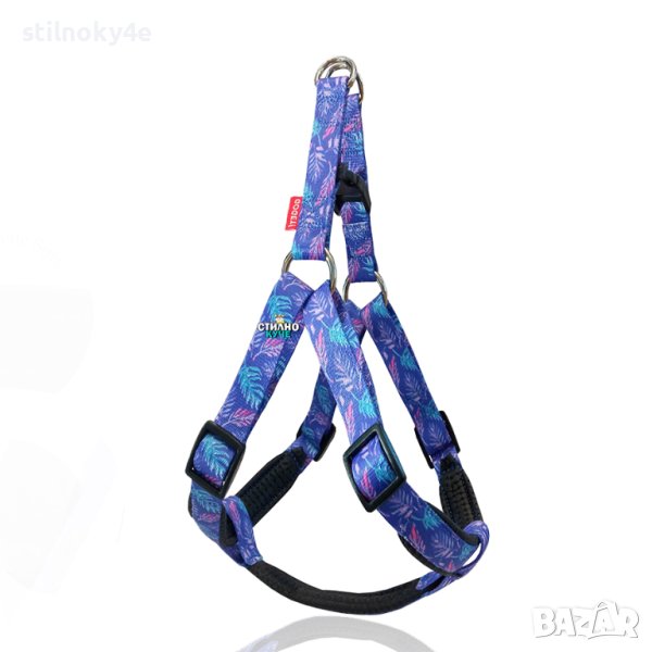 Кучешки нагръдник в лилав принт и неопренова мека подплата Кучешки нагръдници Нагръдник за куче, снимка 1