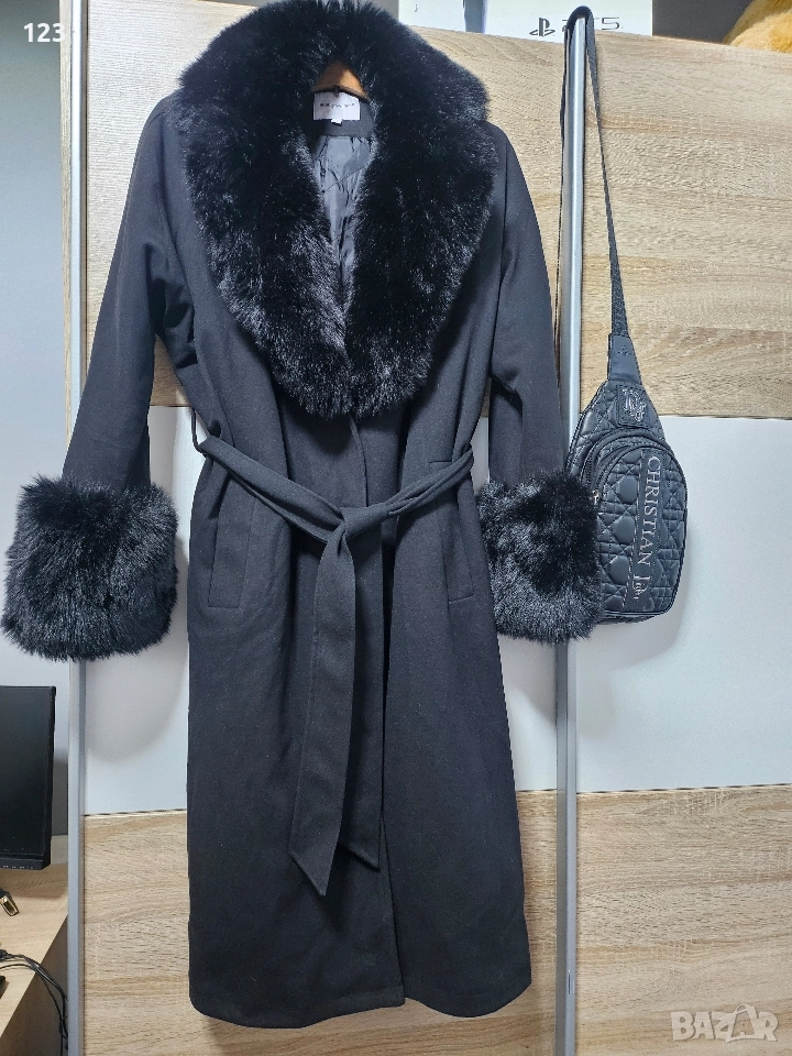 Дълго палто с колан, снимка 1