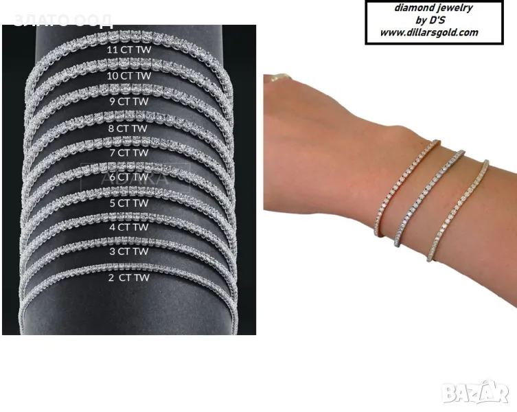 ДИАМАНТИ -Златни гривни 18-К -от ,70 ct  до 1,90 ct, снимка 1