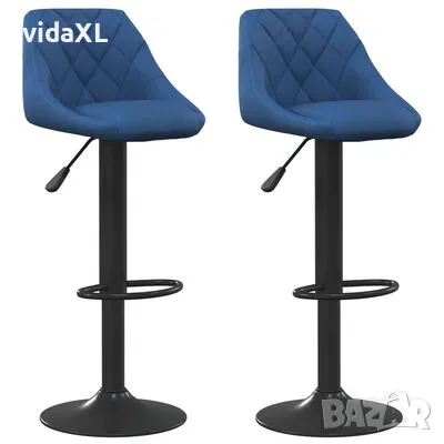 vidaXL Бар табуретки, 2 бр, сини, кадифе（SKU:335353）, снимка 1