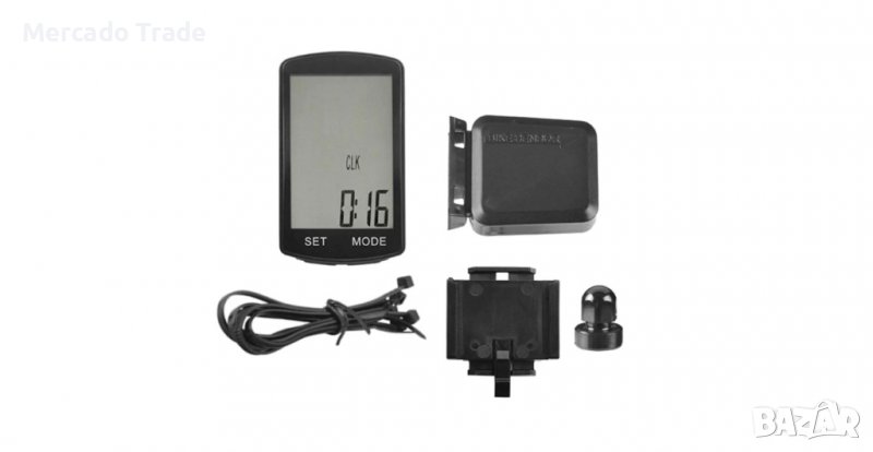 Компютър за велосипед с 14 функции, Водоустойчив, LCD дисплей, Черен, снимка 1