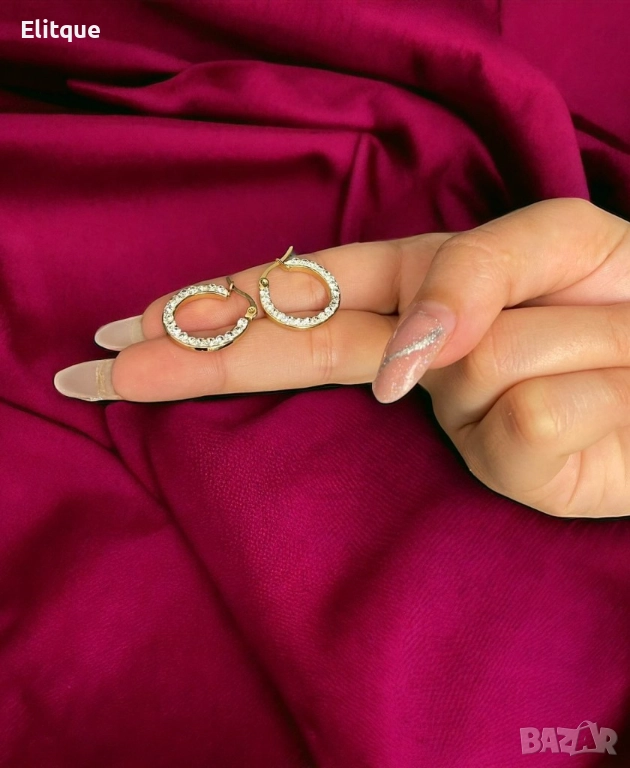 Луксозни обеци от медицинска стомана R e b e c c a с цирконии елегантност и блясък, снимка 1