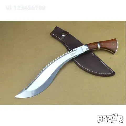 Чудесно непалско кукри - мачете, ръчна изработка с кожена кания и дървени чирени, снимка 1