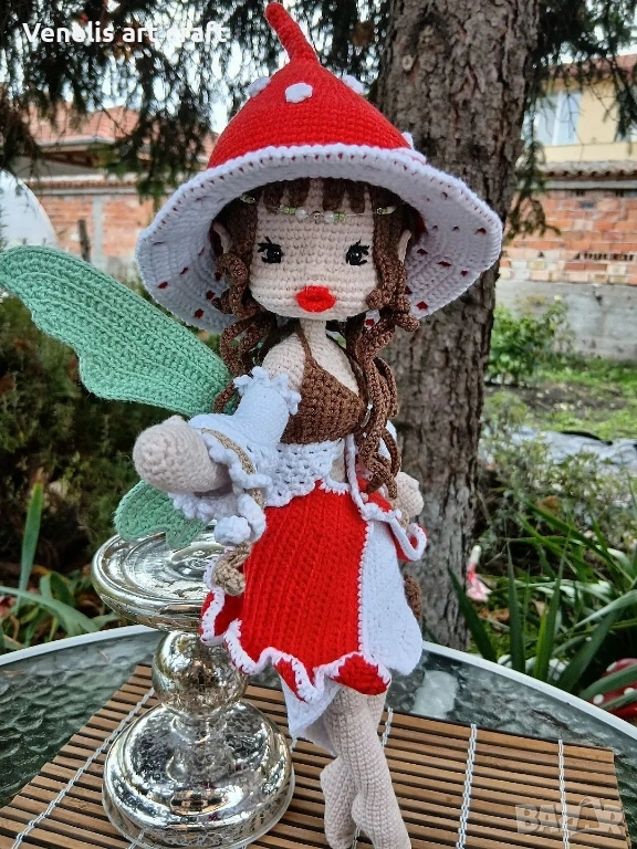 Плетена кукла горска фея Флори /Феята на Гъбите , снимка 1