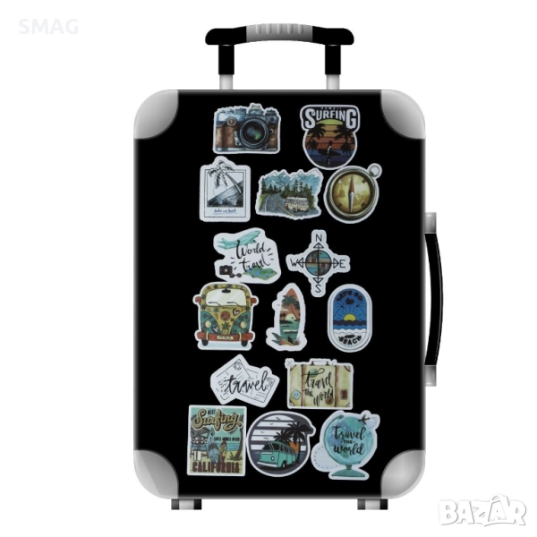 Стикери за куфар 15 броя цветни дизайни 14x21.5см_1248749, снимка 1