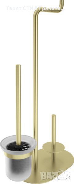 Златна стойка за тоалетна хартия и четка за тоалетна Silia Brush Gold 3в1, снимка 1