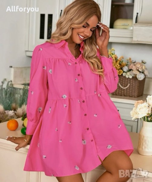Розова риза рокля размер С/М, снимка 1