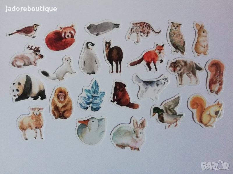 Скрапбук стикери за декорация планер животни зима - 23 бр /комплект , снимка 1