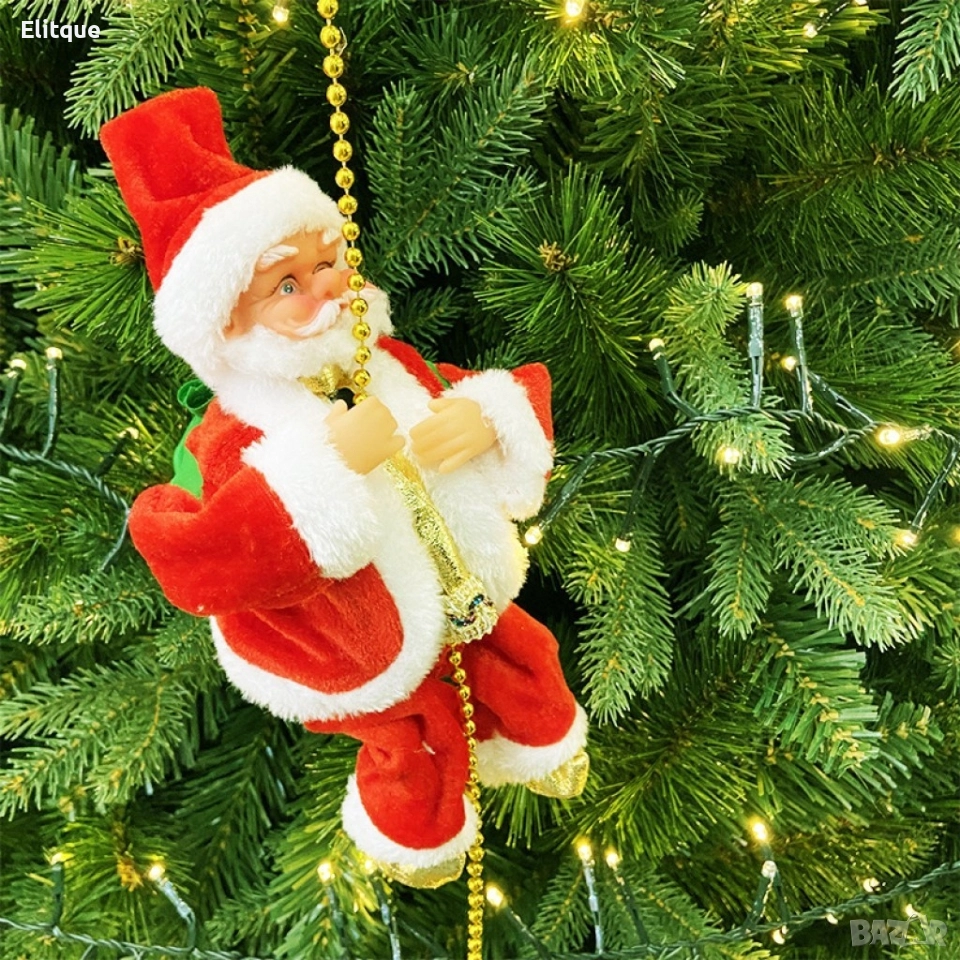 Катерещ се по мъниста Дядо Коледа. Височина на Дядо Коледа 13 см, снимка 1