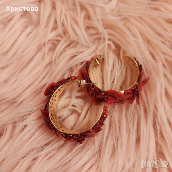 Нови обеци с пайети в червено - 6,00лв., снимка 1