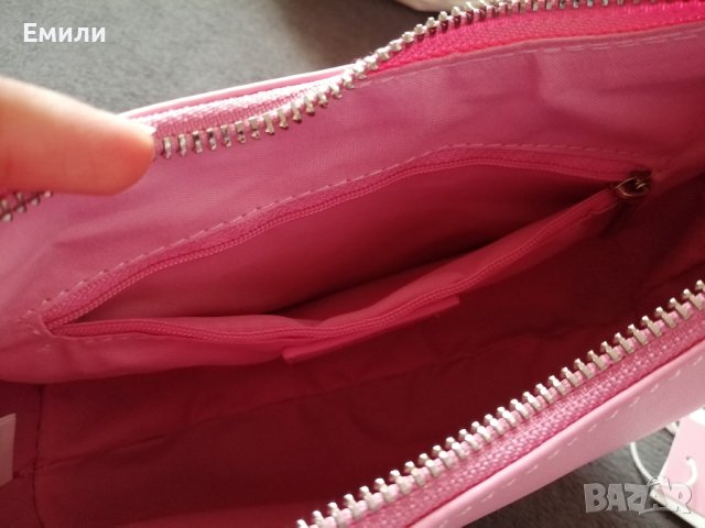 Малка дамска кожена чанта за рамо в розов цвят, снимка 18 - Чанти - 43733574