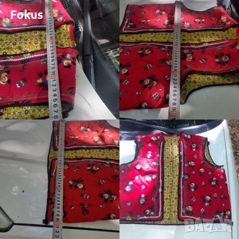Старо червено шарено елече елек за народна носия, снимка 7 - Антикварни и старинни предмети - 53273665