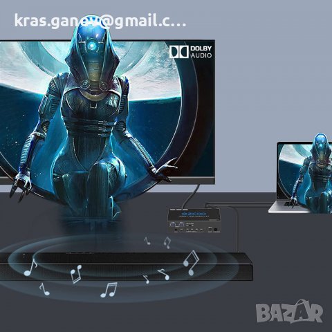 8K HDMI 2.1 KVM превключвател USB 3.0 4 порта с бърз клавиш, снимка 6 - Други - 37131651