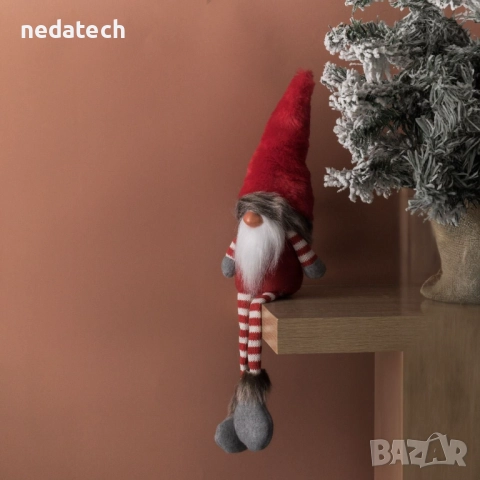 Седнал гном с червена шапка, 43 cm, снимка 2 - Декорация за дома - 52306689