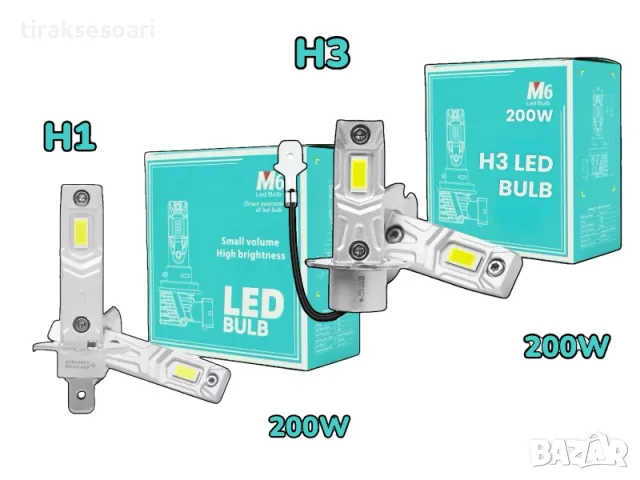 2024 Модел 200W Диодни крушки H1 H3 12V 300% Светлина Директен Монтаж