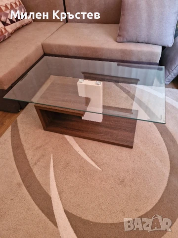 Холна масичка от стъкло и дърво., снимка 2 - Маси - 51014092