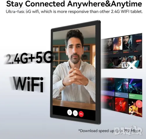 Таблет с Android с клавиатура, 16(8+8) GB RAM 128GB ROM 1TB 10-инча 5G WiFi  осемядрен 13m камера, снимка 3 - Таблети - 48507757