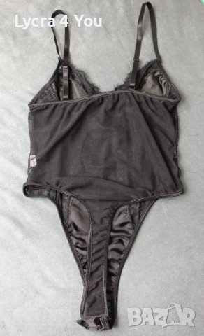 Черно боди прашка от сатен, дантела и тюл S размер, снимка 5 - Бельо - 40772702