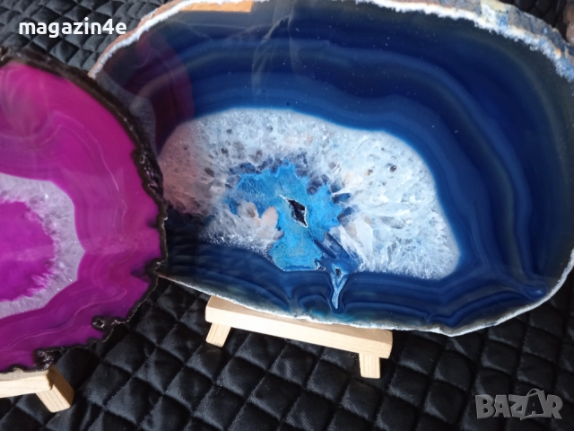  2 бр плочки от естествен ахат ,скъпоценен камък за хармония и дълголетие, Родопи,Родопис,, снимка 3 - Декорация за дома - 52266961