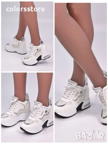 Кецове на платформа - бяла кожа - PA900 