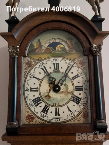 Античен,стенен-Фрезийски часовник,тъмен орех 1950-1960г.с махало, снимка 2 - Стенни часовници - 50571193