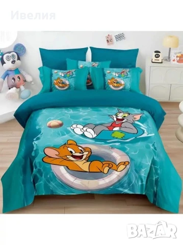 Спални комплекти детски, 3D, 6 части, памук/сатен, снимка 6 - Спално бельо и завивки - 53155296
