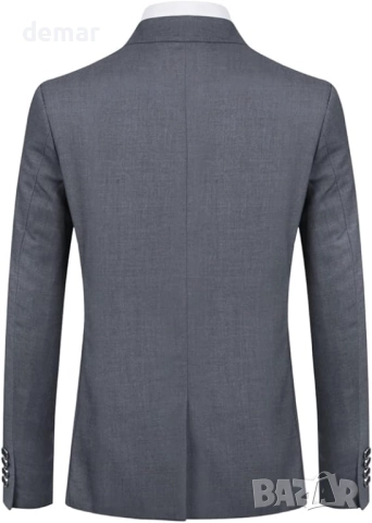 YFFUSHI Мъжко сако Slim Fit с папионка и 1 копче, класическо леко сако, сиво, XL, снимка 3 - Сака - 52443097