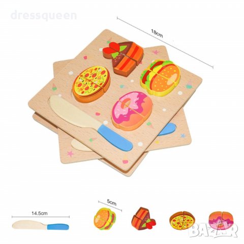 3581 Комплект дървени храни за рязане с нож и дъска, снимка 7 - Други - 37769832