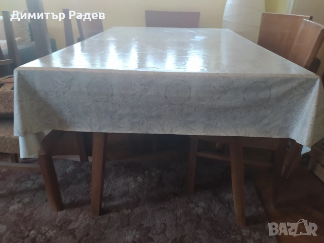 РЕТРО МАСИВНА ХОЛНА РАЗТЕГАТЕЛНА МАСА И СТОЛОВЕ МЕКА МЕБЕЛ 6 БР. ДЪРВЕС. ДЪБ, снимка 8 - Столове - 52552714