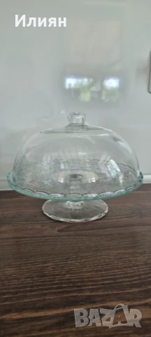 Стъклен поднос с капак/плато с капак на столче