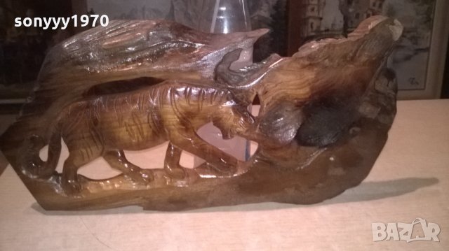 Пано стенно от тиково дърво - тигър ръчна изработка-44х22см, снимка 8 - Колекции - 27386212