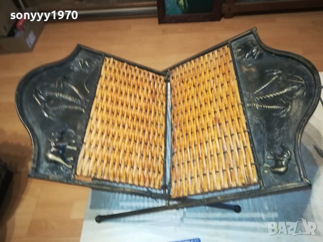 ПОСТАВКА ЗА ВЕСТНИЦИ СПИСАНИЯ-МЕТАЛ РАТАН 1501241715, снимка 7 - Антикварни и старинни предмети - 43820206