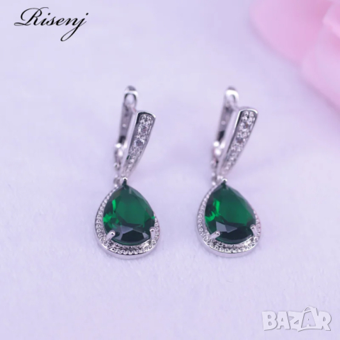 Сребърен комплект със смарагд, снимка 5 - Бижутерийни комплекти - 44887450