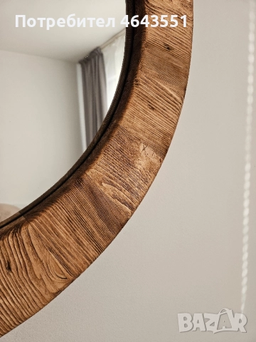 Кръгло огледало с дървена рамка тип Рустик, снимка 2 - Декорация за дома - 52317275