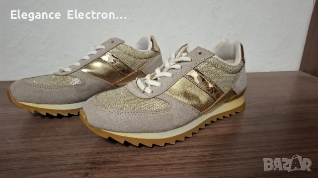 Стилни дамски маратонки Butigo, номер 37, златисти акценти