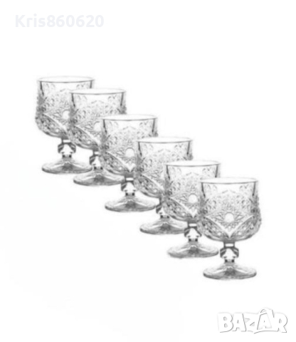 Комплект от 6 бр. чаши за вино със столчета за елегантно сервиране