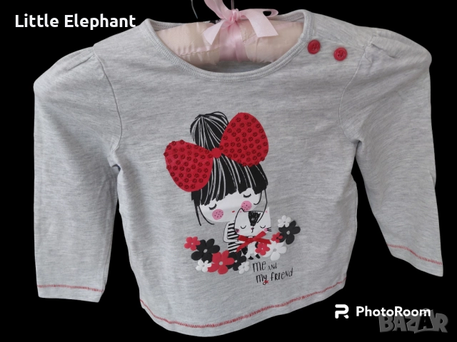 Блузка с дълъг ръкав за 2-3 год мом"Me and my friend",момиченце с котенце,Англия/нова