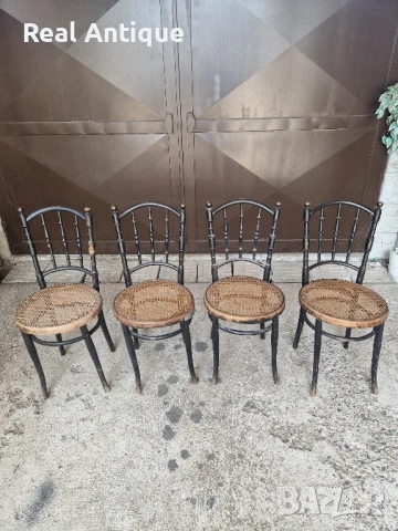 Антикварни 4 броя дървени столове Jacob & Joseph KOHN 