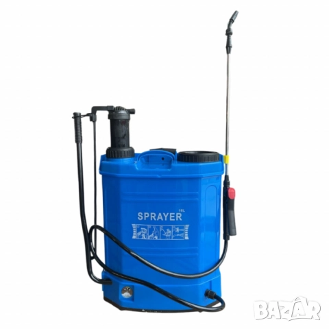 Пръскачка 2 в 1 с батерия и ръчно налягане – 16 литра, синя, снимка 3 - Друга електроника - 52137412