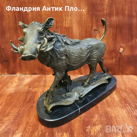Бронзова скулптура на глиган, подписана "Barye", снимка 4 - Декорация за дома - 49646524