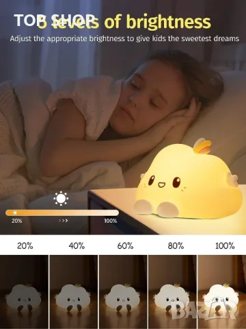 Мека силиконова акумулаторна лампа с дистанционно Облаче от Mubarek, снимка 9 - Настолни лампи - 48780628